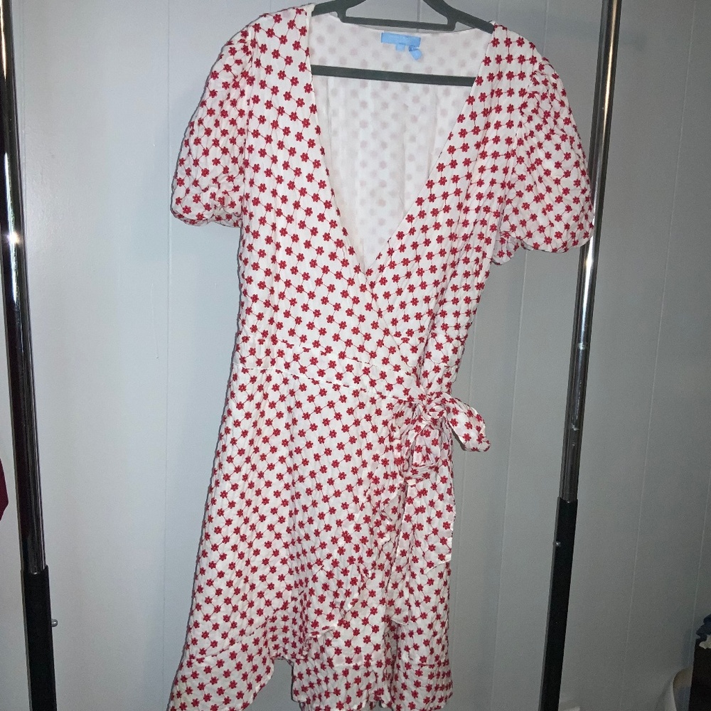 Red Star Print Wrap Dress - Women